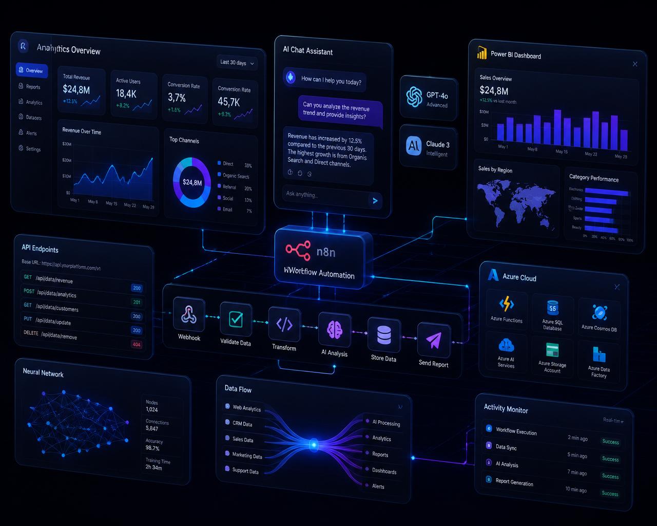 Dashboard de IA, automação e engenharia de dados